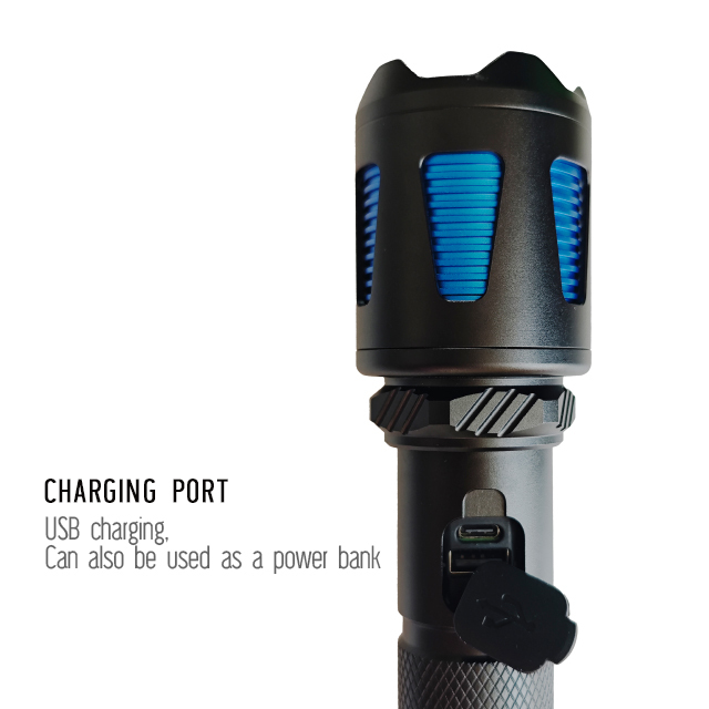 IPX6 10000 lumen Long-Range Zoomable Tactical Rechargeable Search Flashlight for Hunting, Camping, and Emergency Rescue Operations