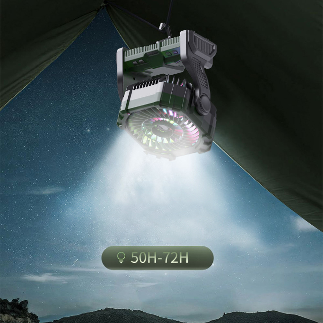 Portable Misting Fan with 7800mAh Battery and 200mL Tank for Outdoor Cooling, RGB LED Light, and Foldable Design for Camping and Emergency Use