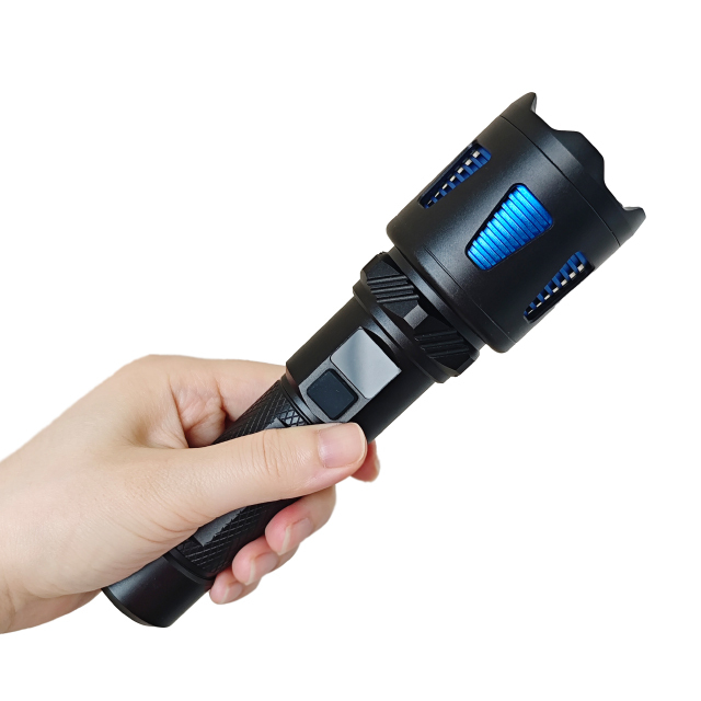 IPX6 10000 lumen Long-Range Zoomable Tactical Rechargeable Search Flashlight for Hunting, Camping, and Emergency Rescue Operations