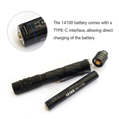 IPX7 1500 Lumen EDC Pen Light with Dual Switches & 2AA Dual Power: USB-C Rechargeable Tactical Flashlight for Outdoor and Emergency Use
