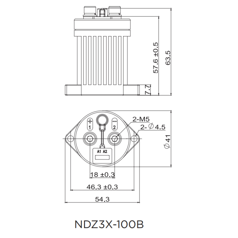 NDZ3X-100B Product Dimension Drawing