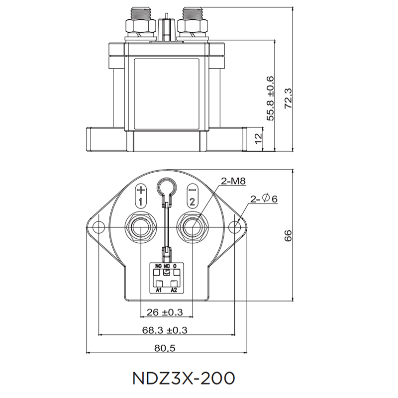 NDZ3X-200 Product Dimension Drawing