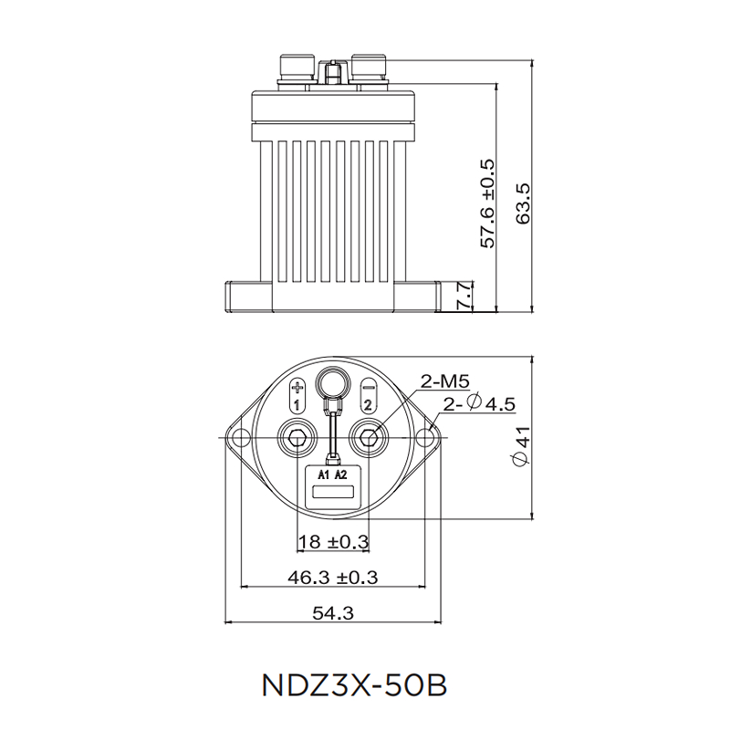 NDZ3X-50B Product Dimension Drawing