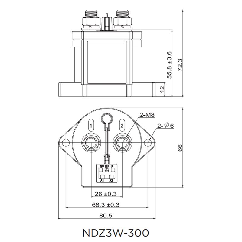 NDZ3W-300 Product Dimension Drawing 