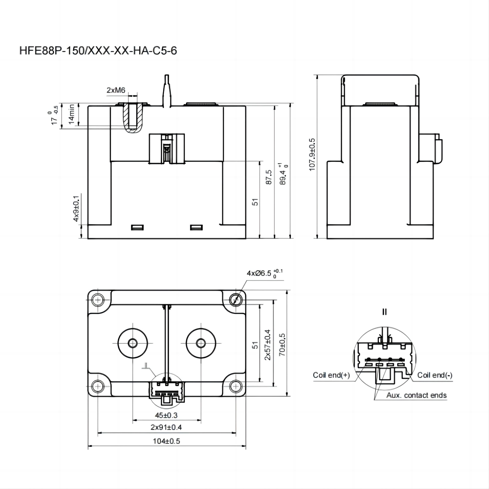 HFE88P-150 Product Dimension Drawing