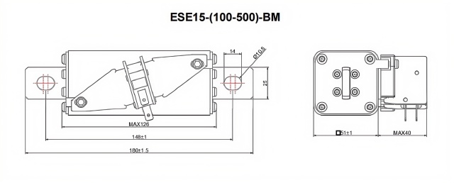 Hudson Fuse ESE15-315-BM DC Fuses 1500V 100A High Voltage 150kA Breaking Capacity UL248-13 Certified Copper Ceramic for EV