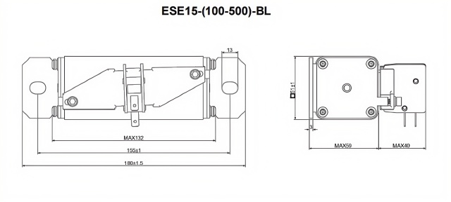Hudson Fuse ESE15-315-BM DC Fuses 1500V 100A High Voltage 150kA Breaking Capacity UL248-13 Certified Copper Ceramic for EV