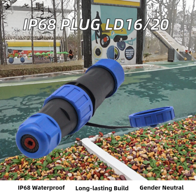Waterproof IP68 Power Aviation Plug Socket Connector LD16 LD20 Male Female Docking 2/3 Core 20A/32A Rated ABS Copper