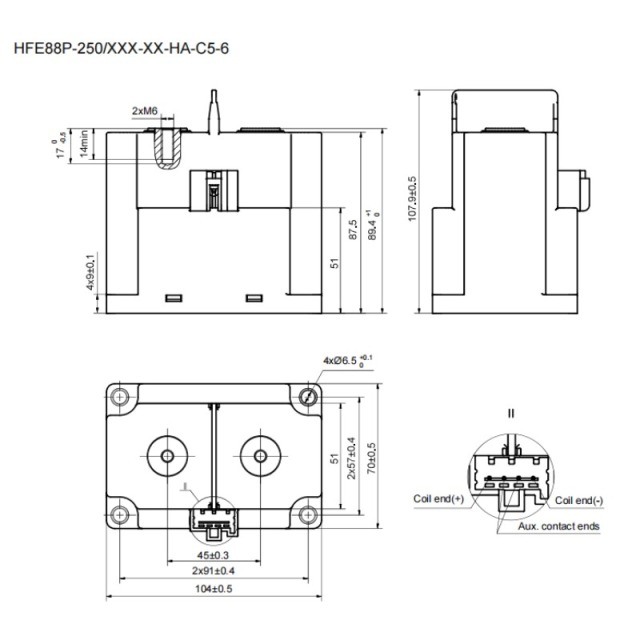 HFE88P-250 HONGFA DC Contactor Coil Voltage 12V/24V 250A
