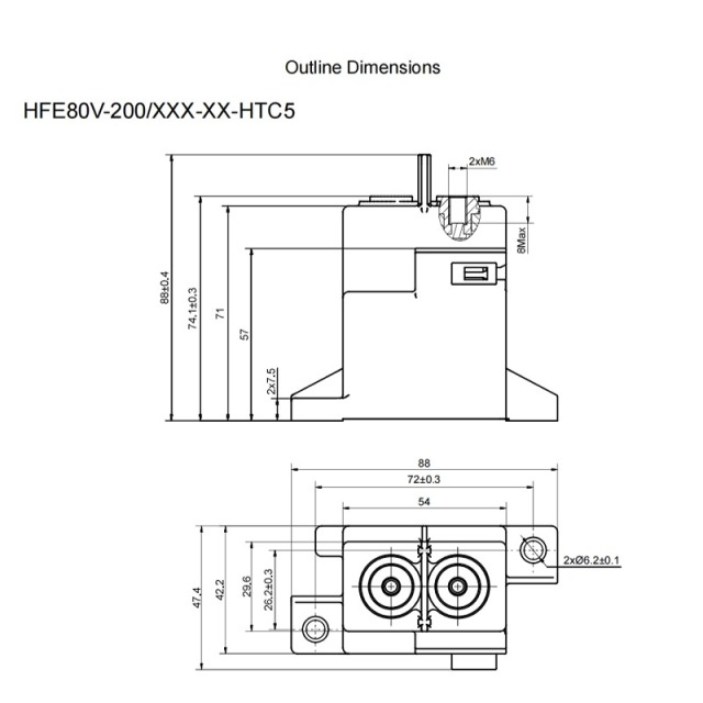 HFE80V-200 HONGFA DC Contactor 250V 200A 2-Phase Relay,HFE80V-200 HONGFA High Voltage DC Contactor 250V 200A 12V/24V Coil 80kW 2-Phase Relay