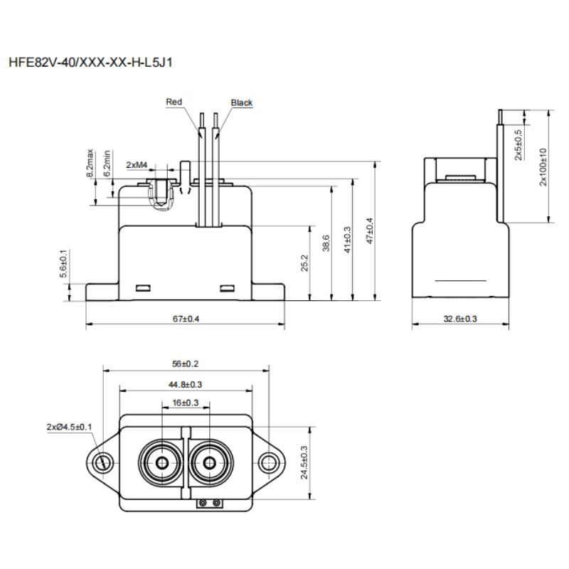 HFE82V-60 HONGFA High Voltage DC Contactor 450V 750V 60A,HFE82V-60 HONGFA High Voltage DC Contactor 450V 750V 60A 24V DC 12V DC 2 Phase 54kW