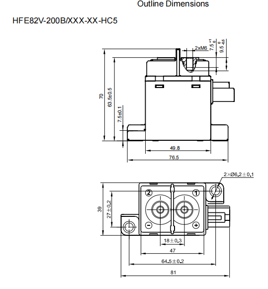 HFE82V-200B HONGFA High Voltage DC Contactor 750V 200A