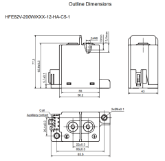 HFE82V-200W HONGFA High Voltage DC Contactor 750V 200A,HFE82V-200W HONGFA High Voltage DC Contactor 750V 200A 24V/12V DC 2-Phase 180kW