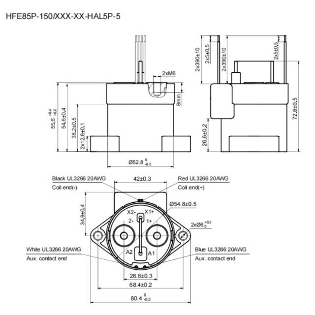 HFE85P-150 HONGFA High Voltage DC Contactor 1000V 150A