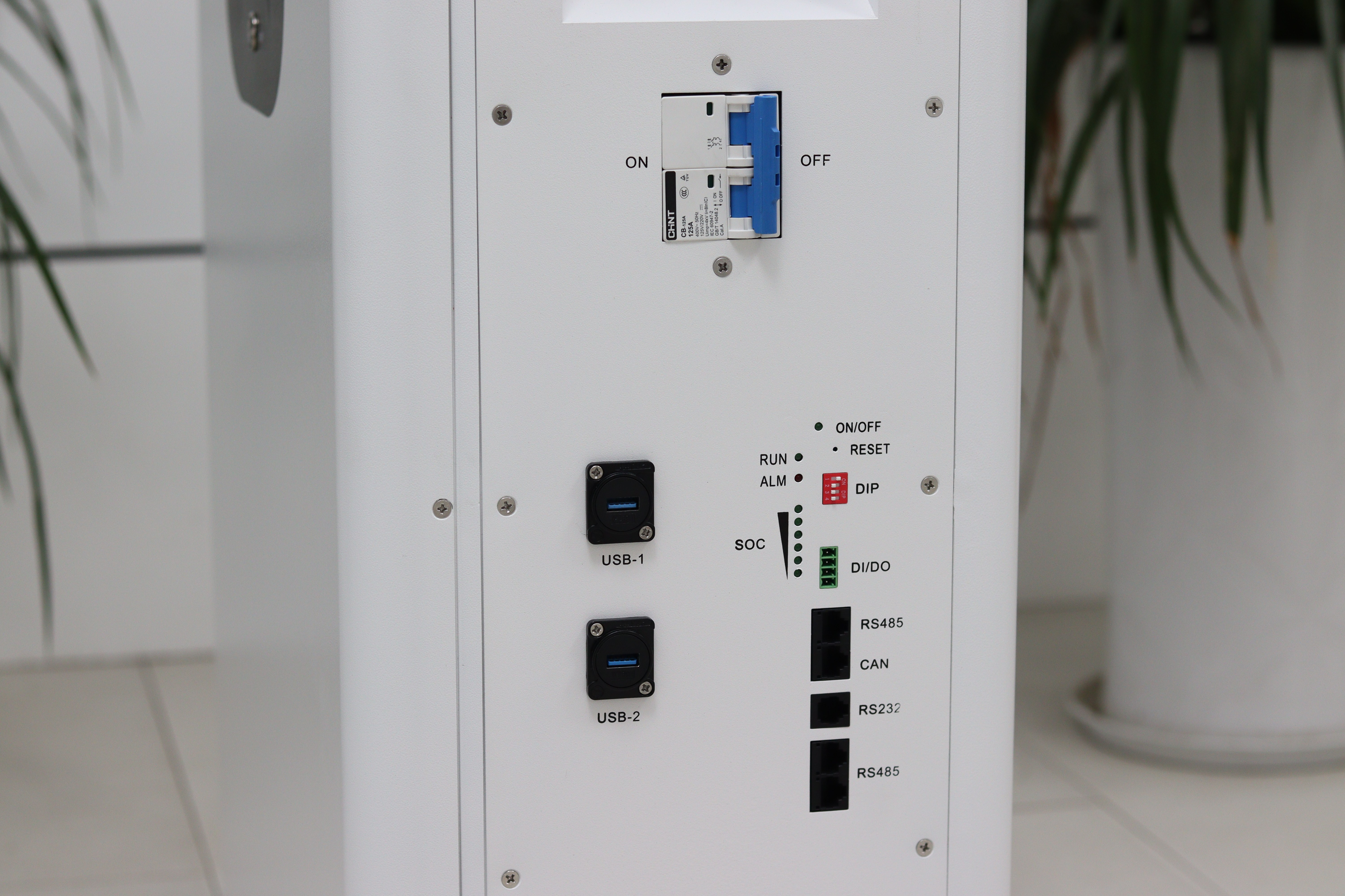 BEIAN battery box communication ports close-up