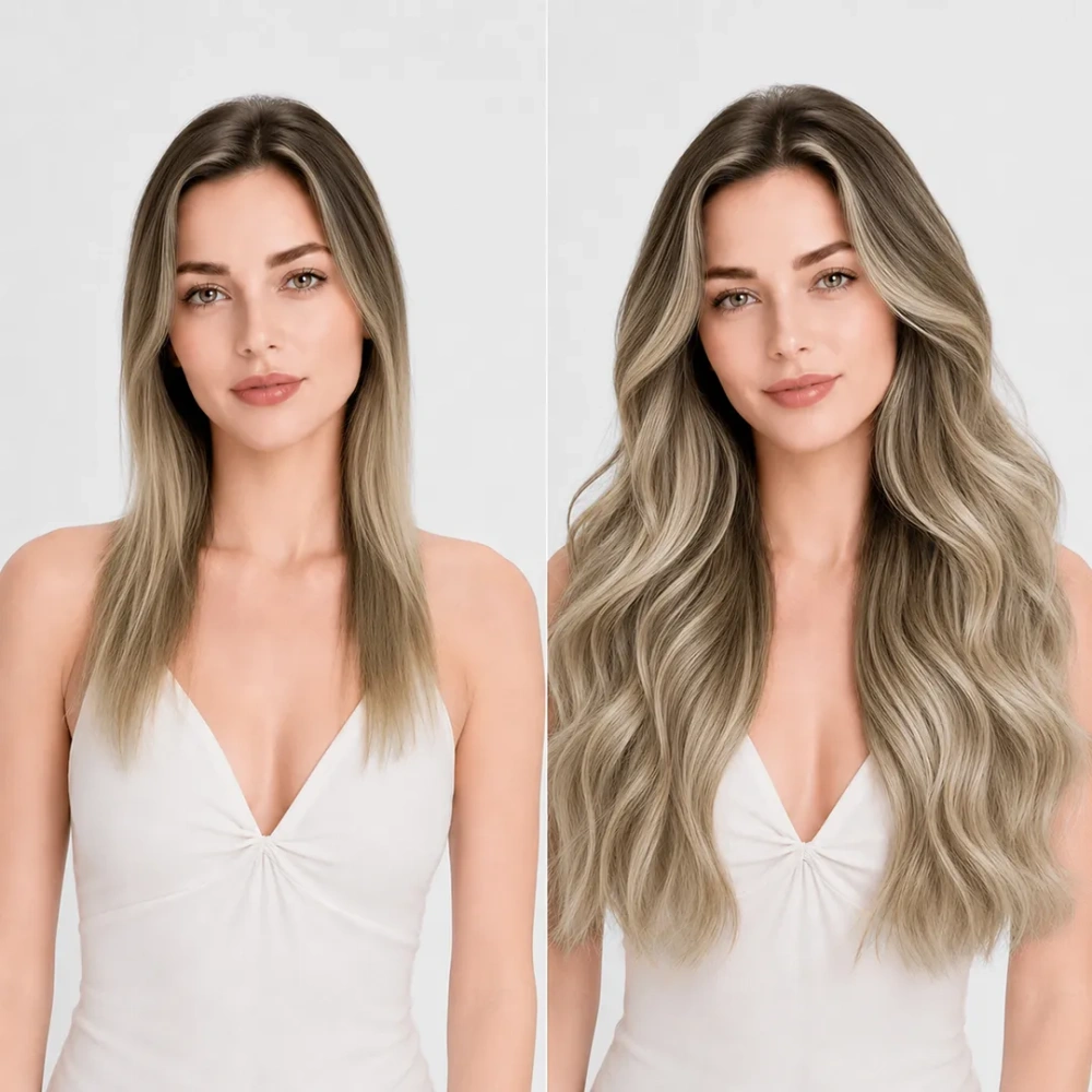 HB#6/650 Chestnut Brown/Misty Blonde Tape In-Luxury Hair Extensions