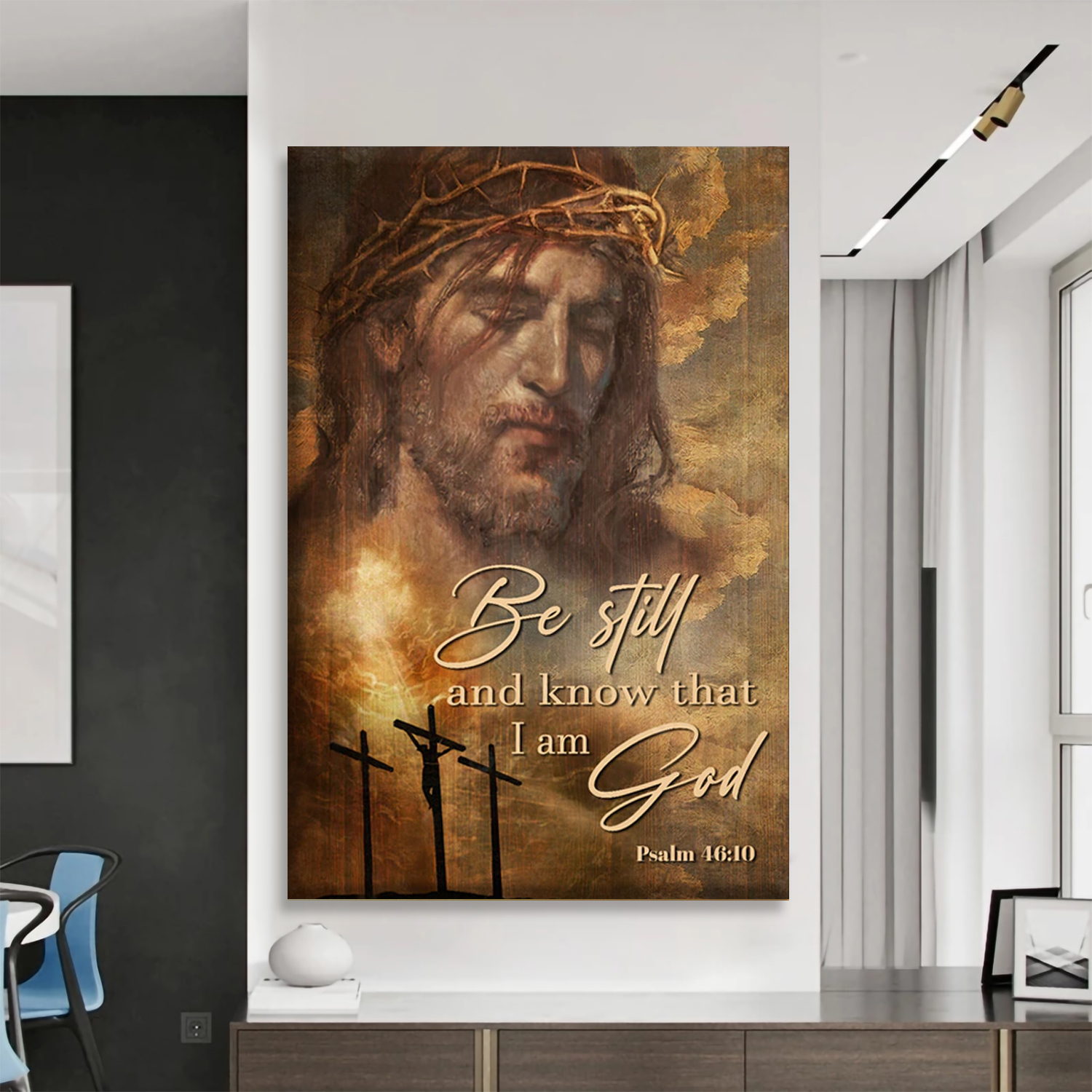 Jesus painting, Beautiful sky, The rugged crosses, Be still and know that I am God - Jesus Portrait Canvas Prints, Christian Wall Art