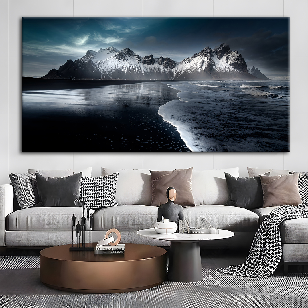 Iceland Vestrahorn and Stokksnes Beach Landscape Canvas Wall Art