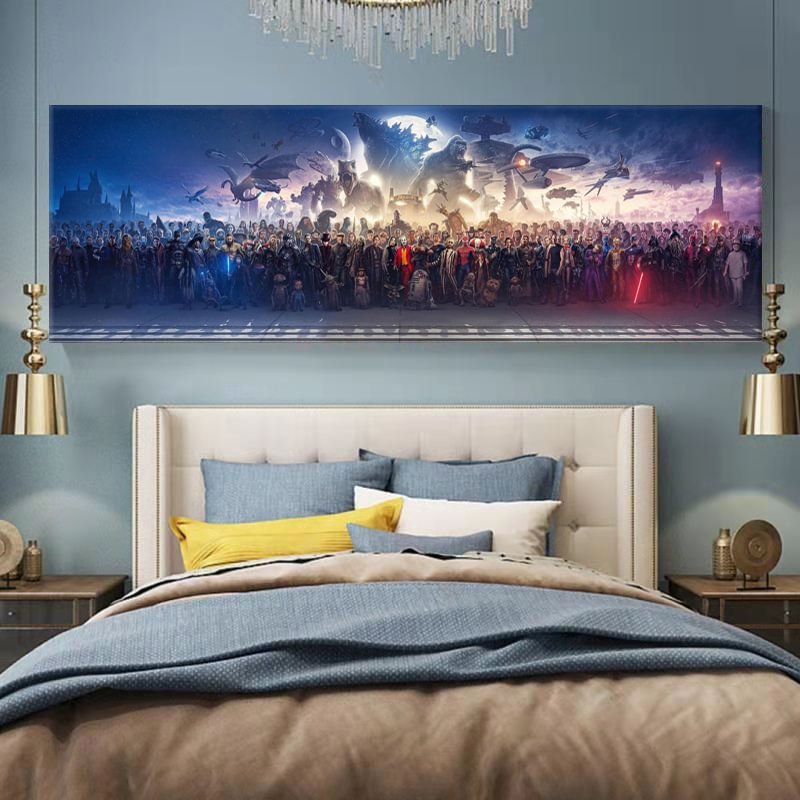 150 Movie Blockbuster Characters Panorama Canvas Wall Art
