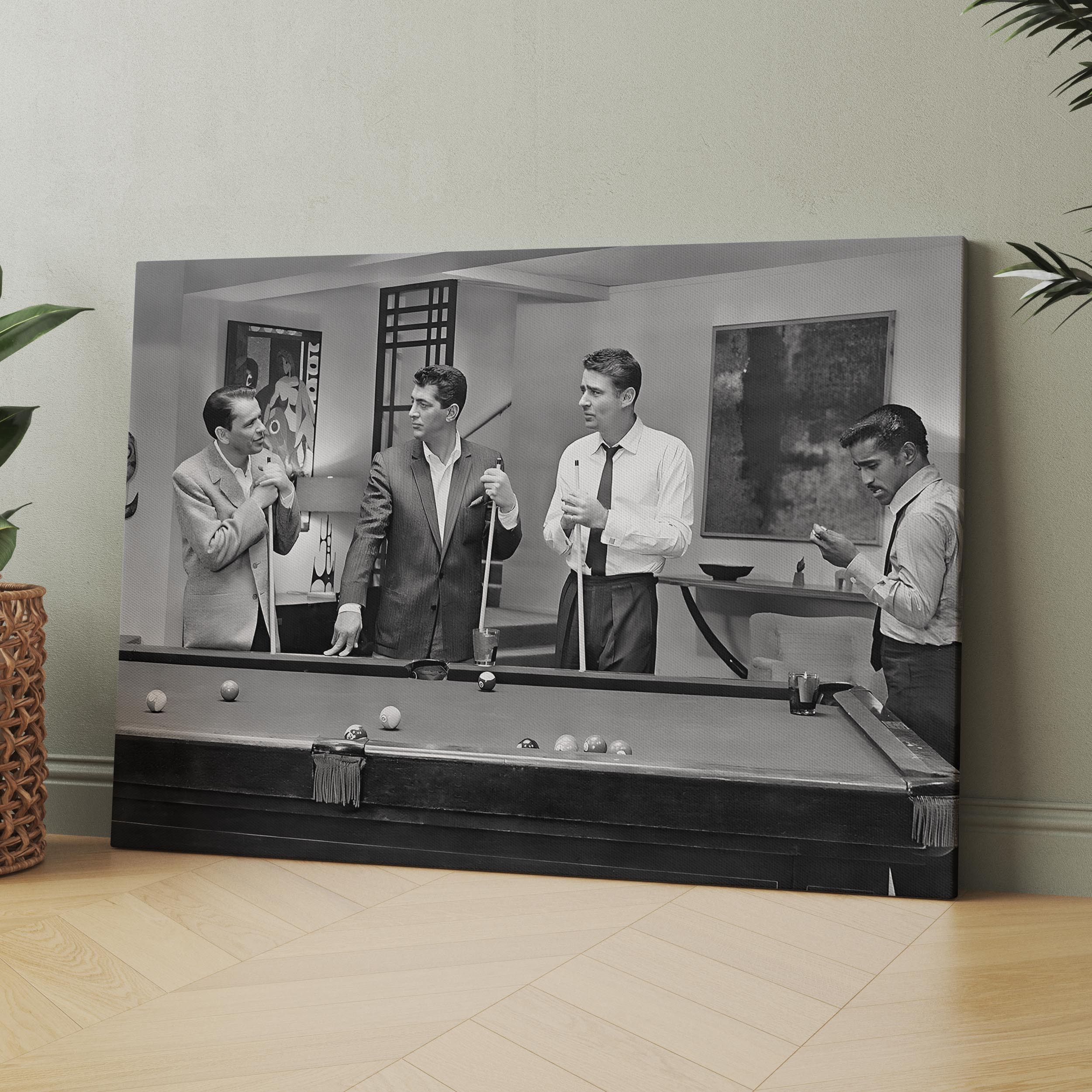 The Rat Pack Playing Pool Canvas Wall Art