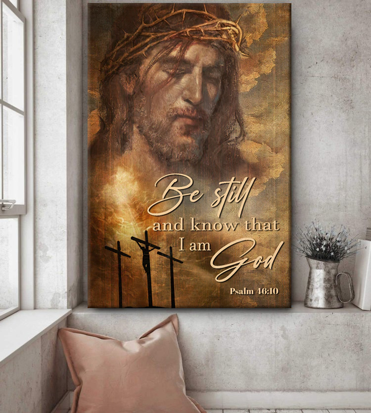 Jesus painting, Beautiful sky, The rugged crosses, Be still and know that I am God - Jesus Portrait Canvas Prints, Christian Wall Art