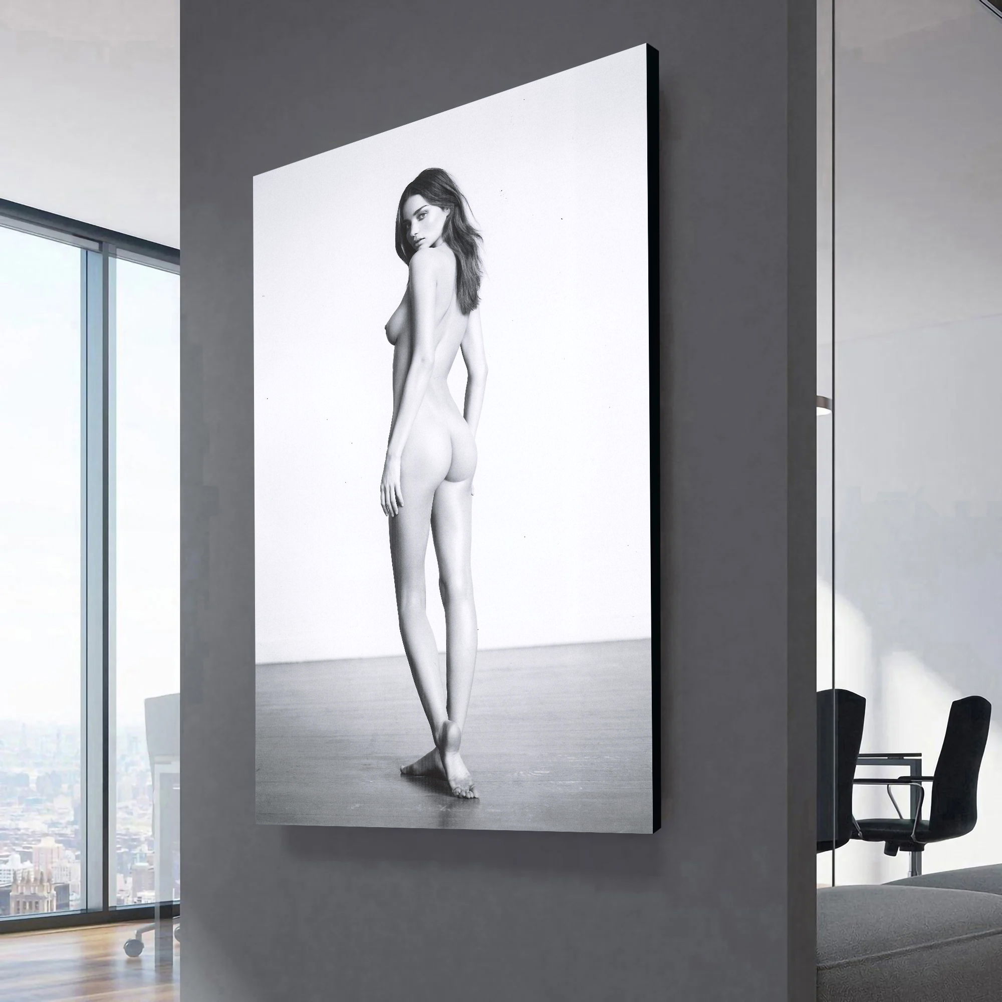 Miranda Kerr Sexy Black White Photo Canvas Wall Art