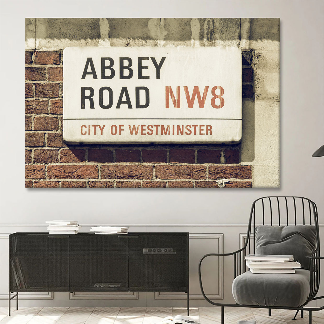 Abbey Road Studios street sign Canvas Wall Art