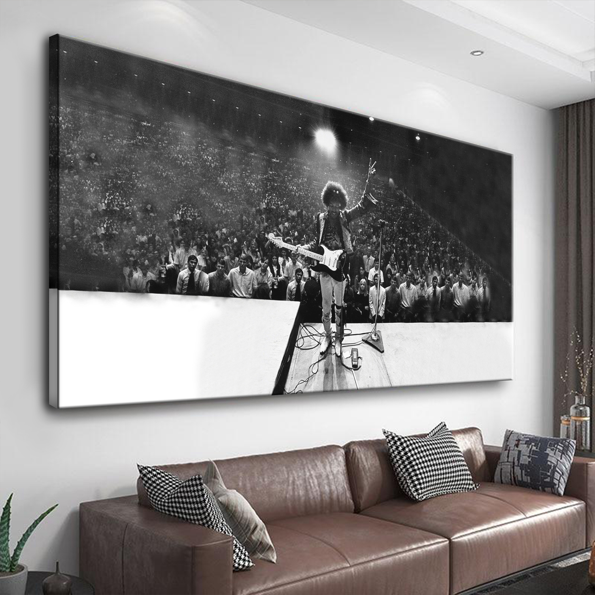 Jimi Hendrix on stage at the Civic Auditorium in California Canvas wall art