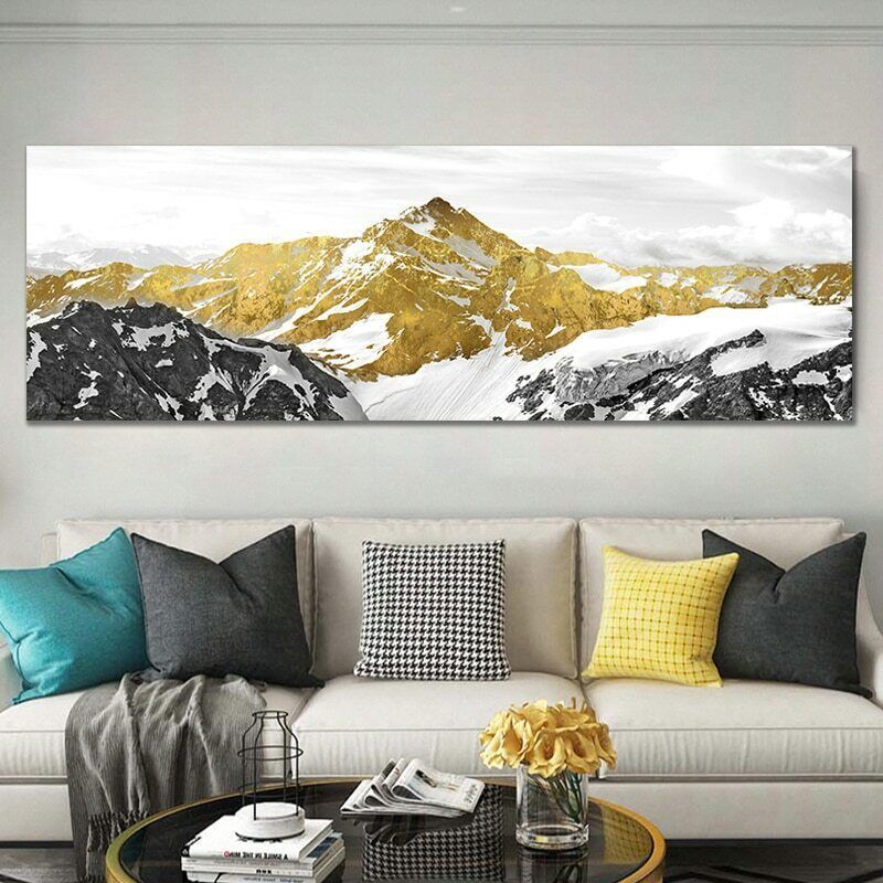 Golden Snow Mountain Panorama Canvas Wall Art