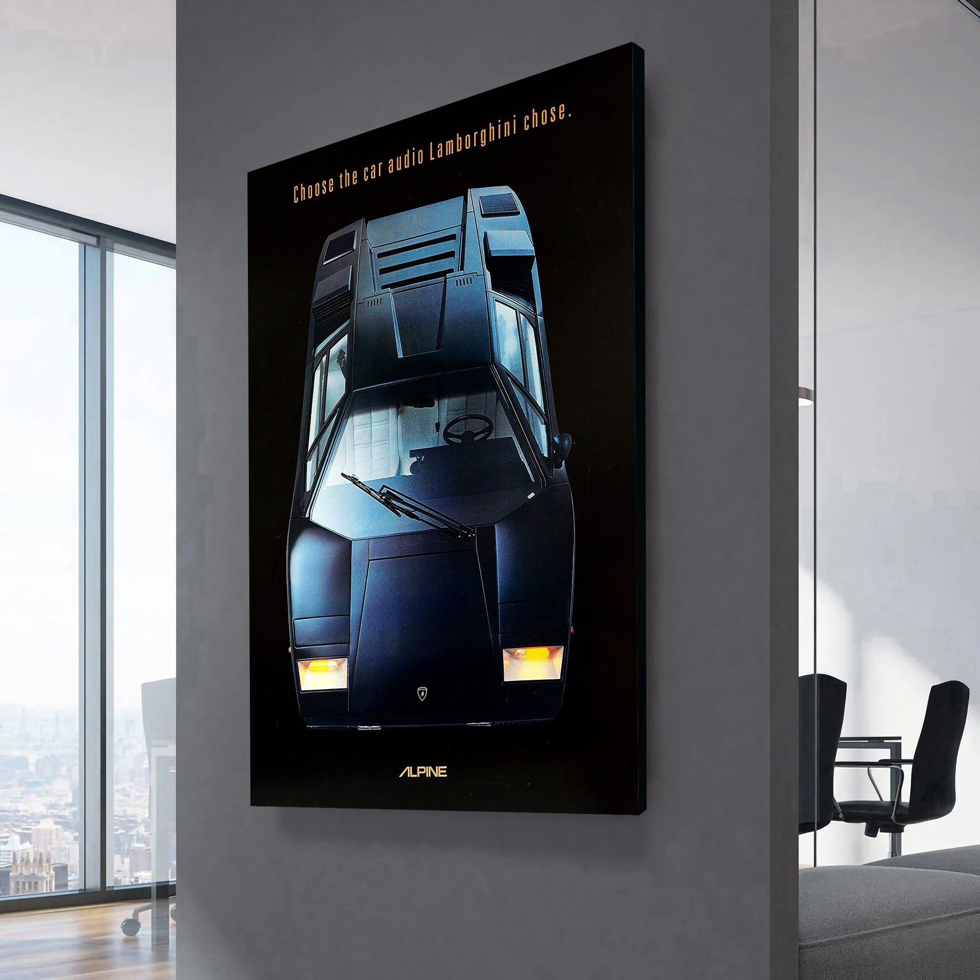 1980 Lamborghini & Alpine Audio Ad Canvas Wall Art