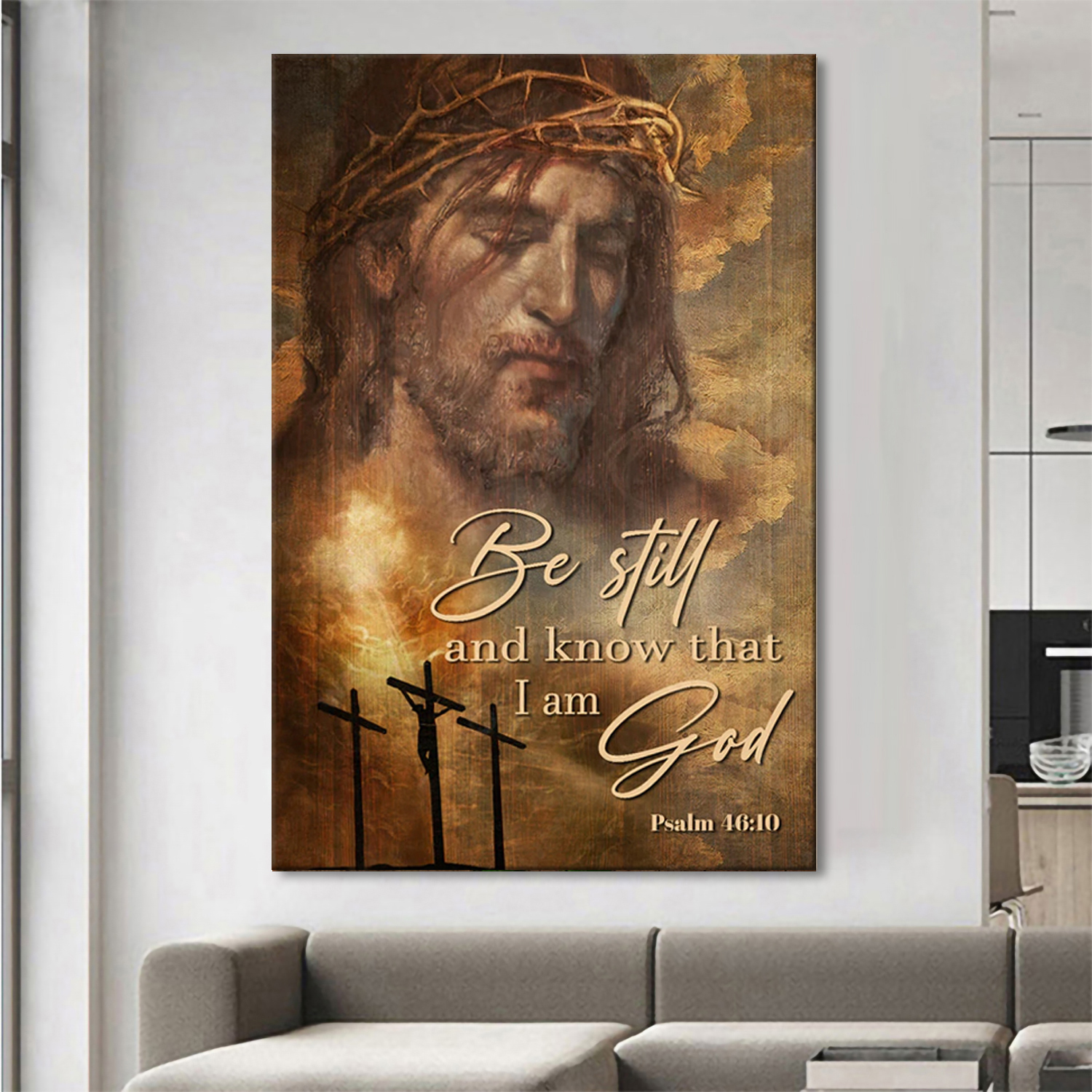 Jesus painting, Beautiful sky, The rugged crosses, Be still and know that I am God - Jesus Portrait Canvas Prints, Christian Wall Art