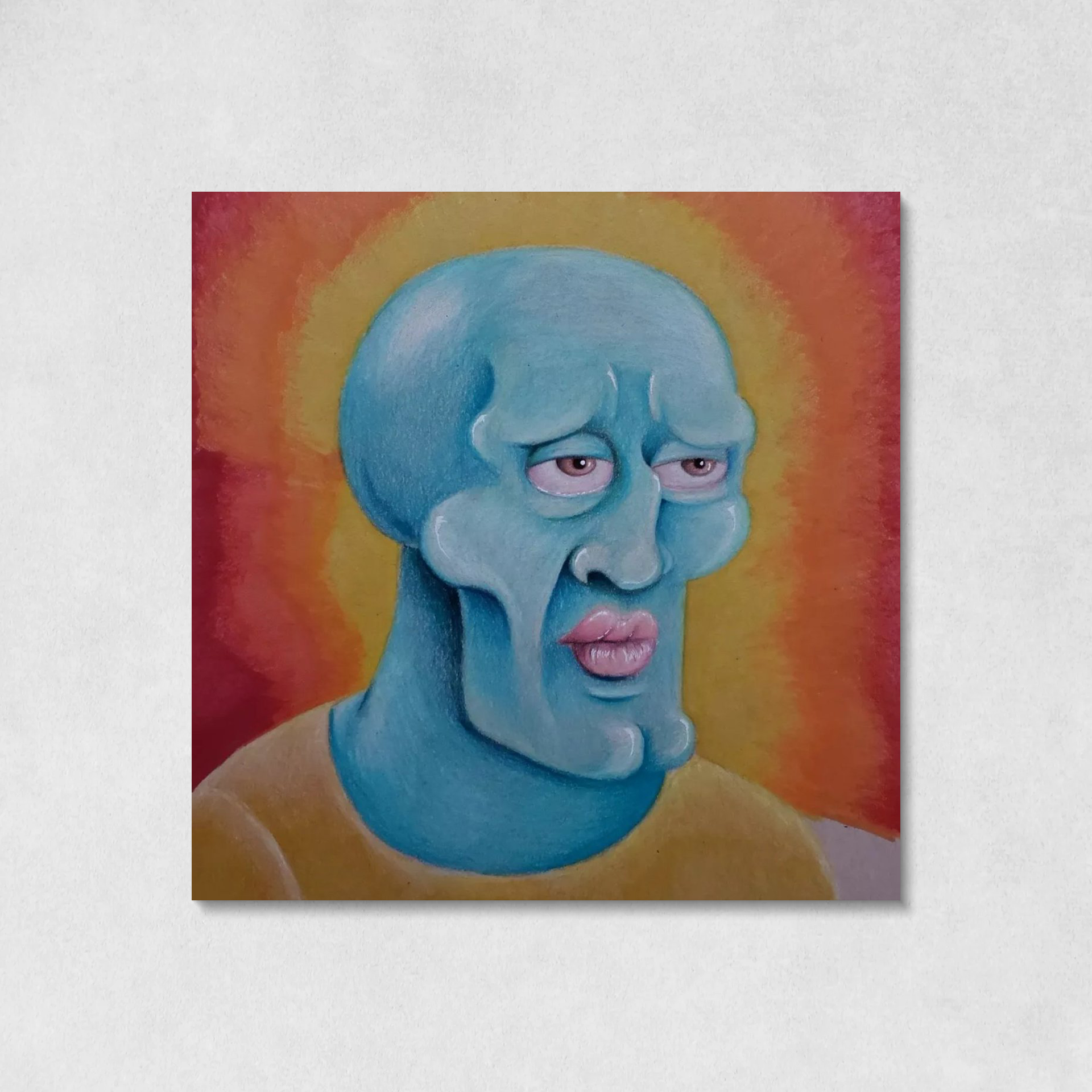 Squidward's Painting of Himself Canvas Wall Art