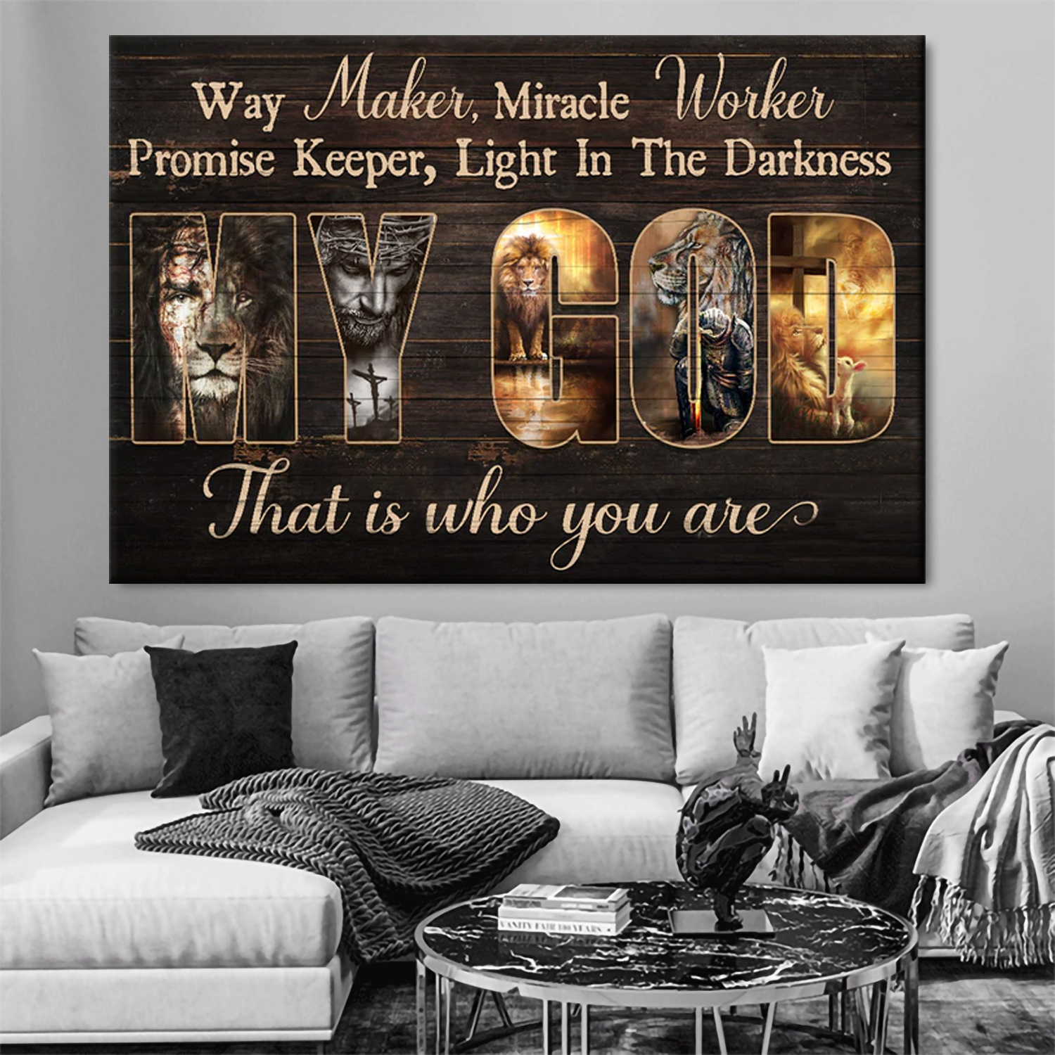 Jesus painting, Lion of Judah, Jesus is the light in the darkness - Jesus Landscape Canvas Prints, Wall Art