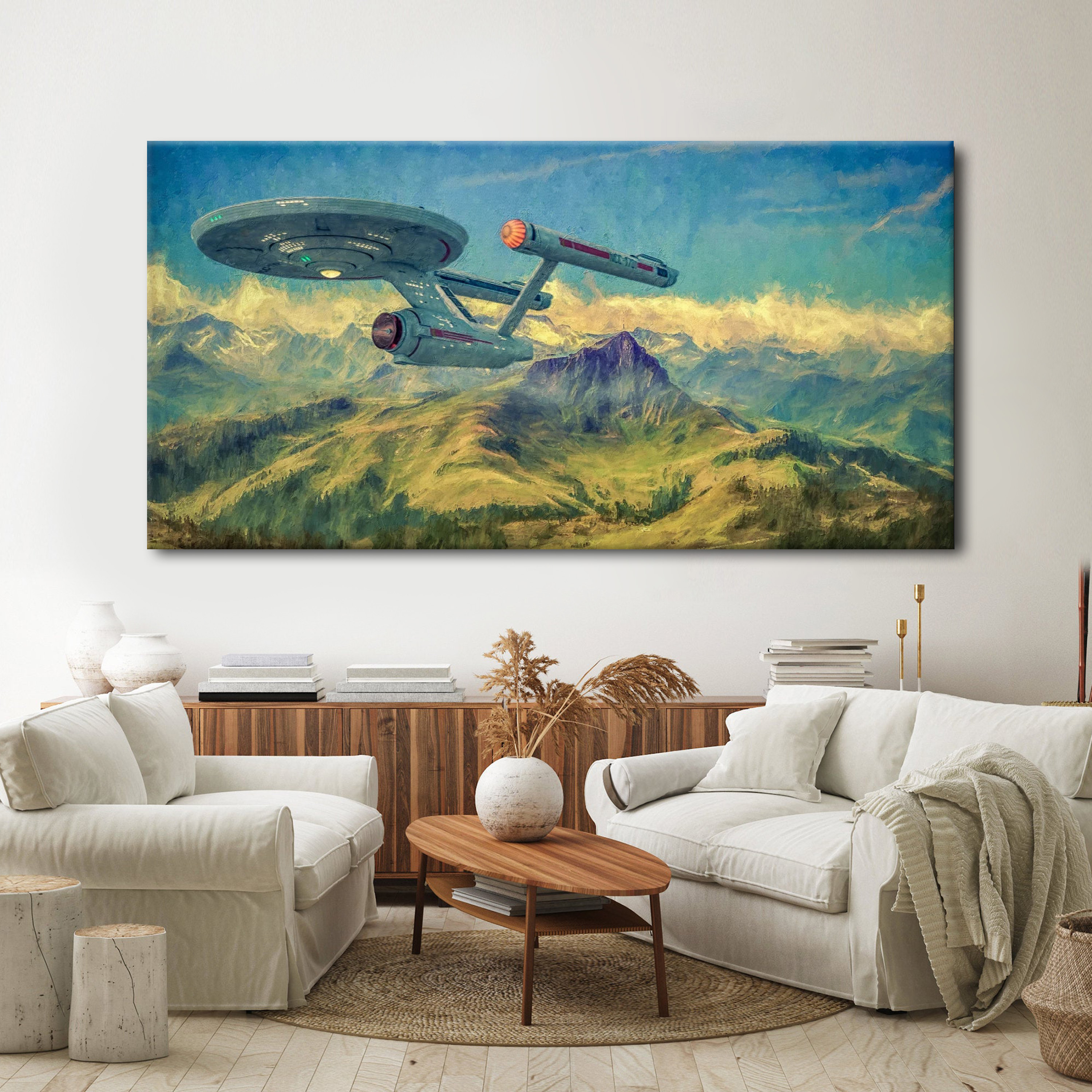 Star Trek USS Enterprise Fine Poster Canvas Wall Art