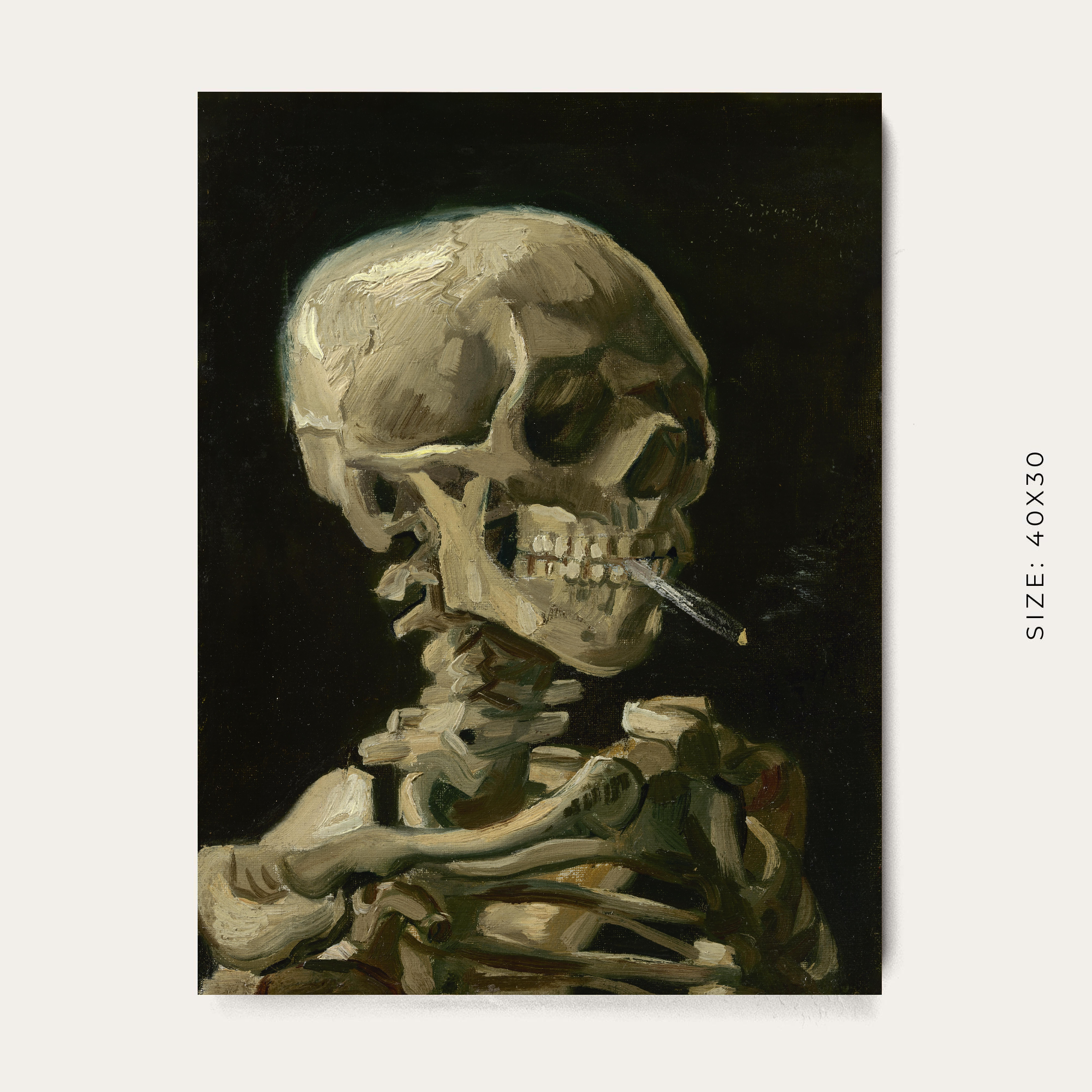 Skull of a Skeleton with Burning Cigarette by Van Gogh Canvas Wall Art