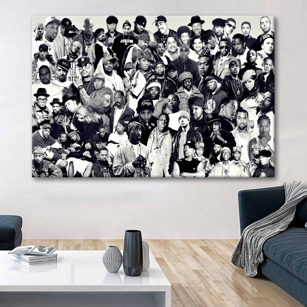 Old School Hip Hop Legends Rap Stars Collage Canvas Wall Art