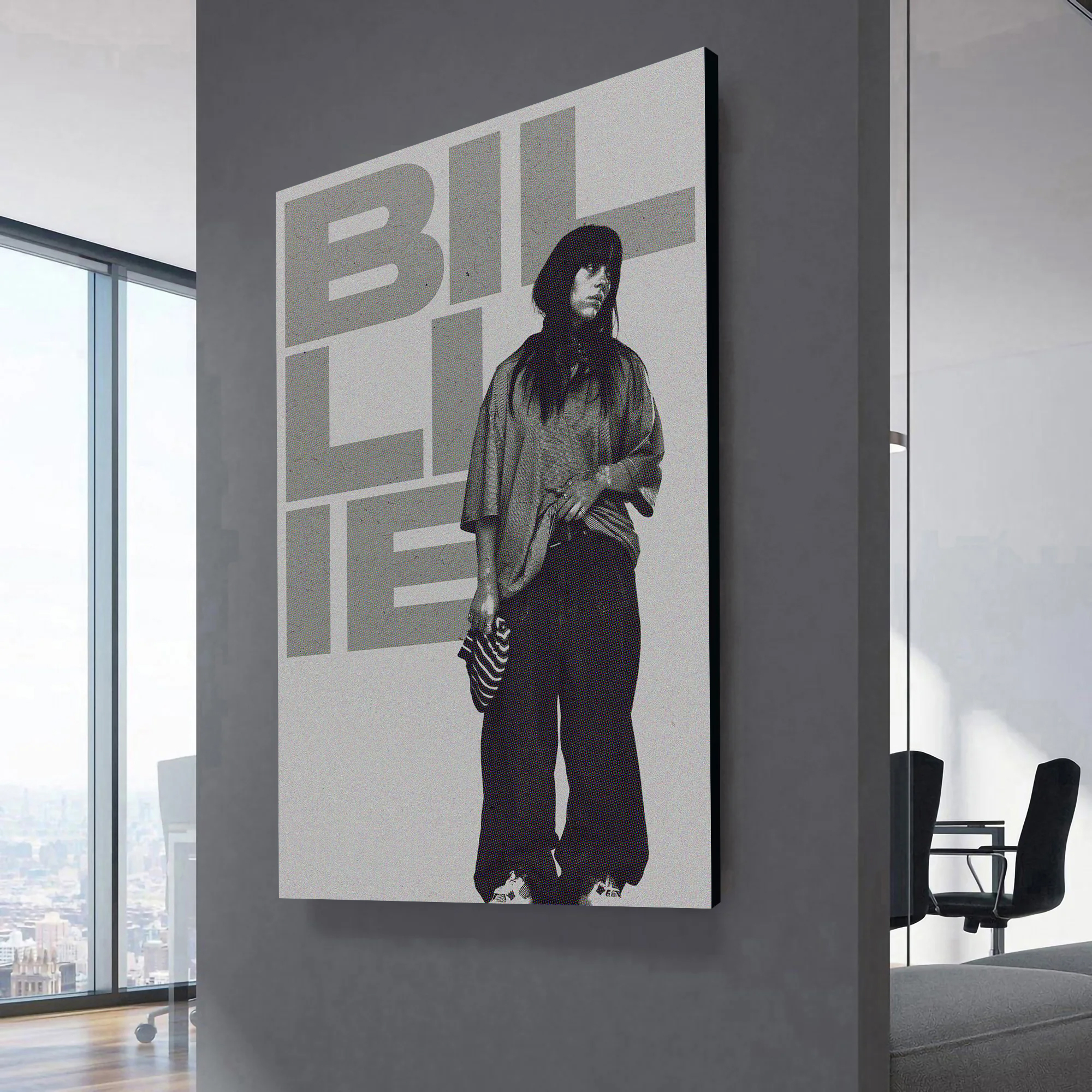 Black and White Billie Eilish Canvas Wall Art
