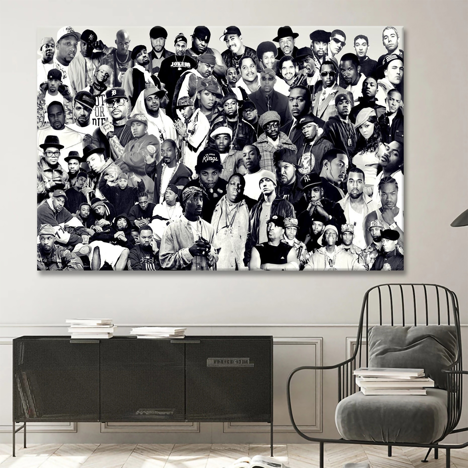 Old School Hip Hop Legends Rap Stars Collage Canvas Wall Art