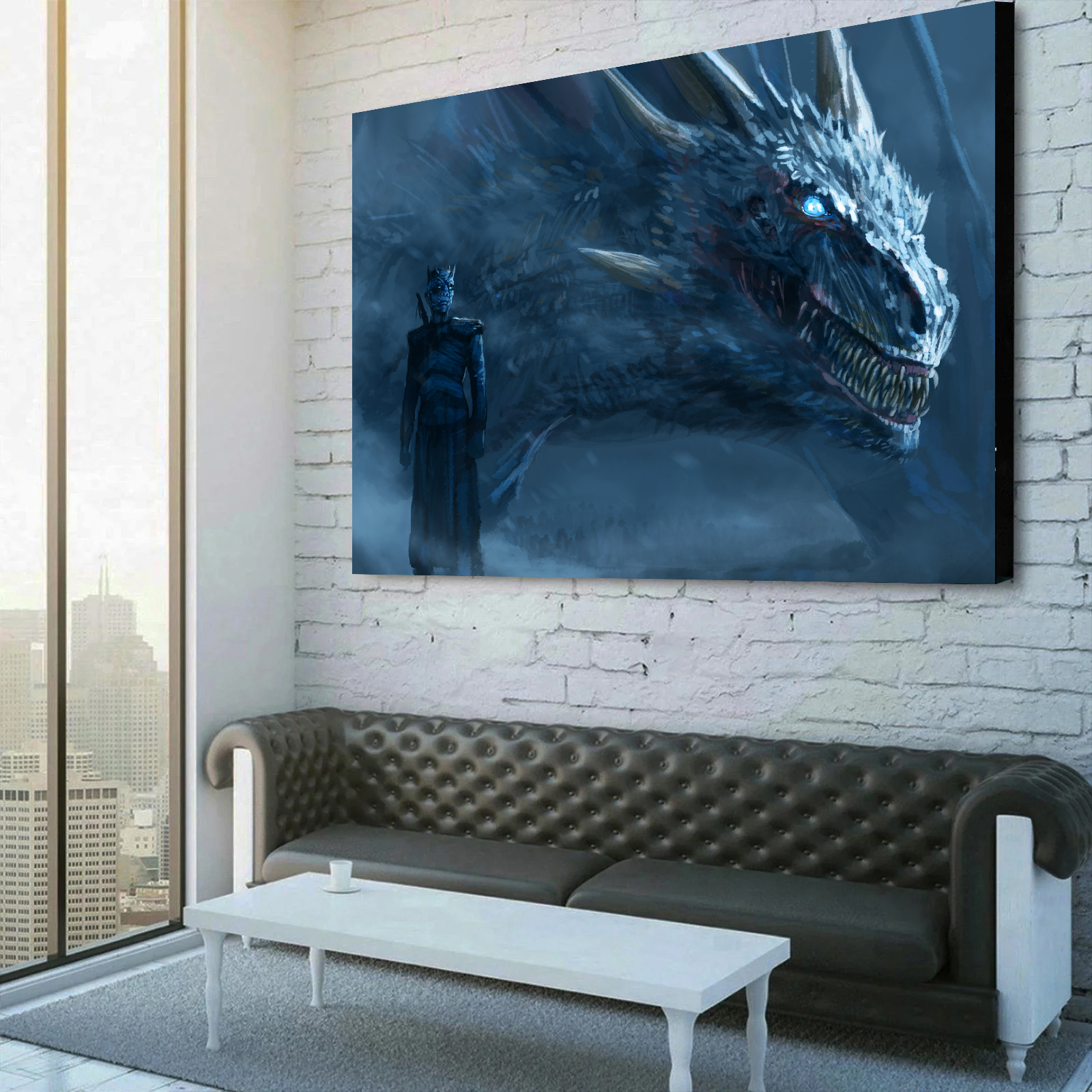Game of Thrones Night King and Dragon Viserion Canvas Wall Art