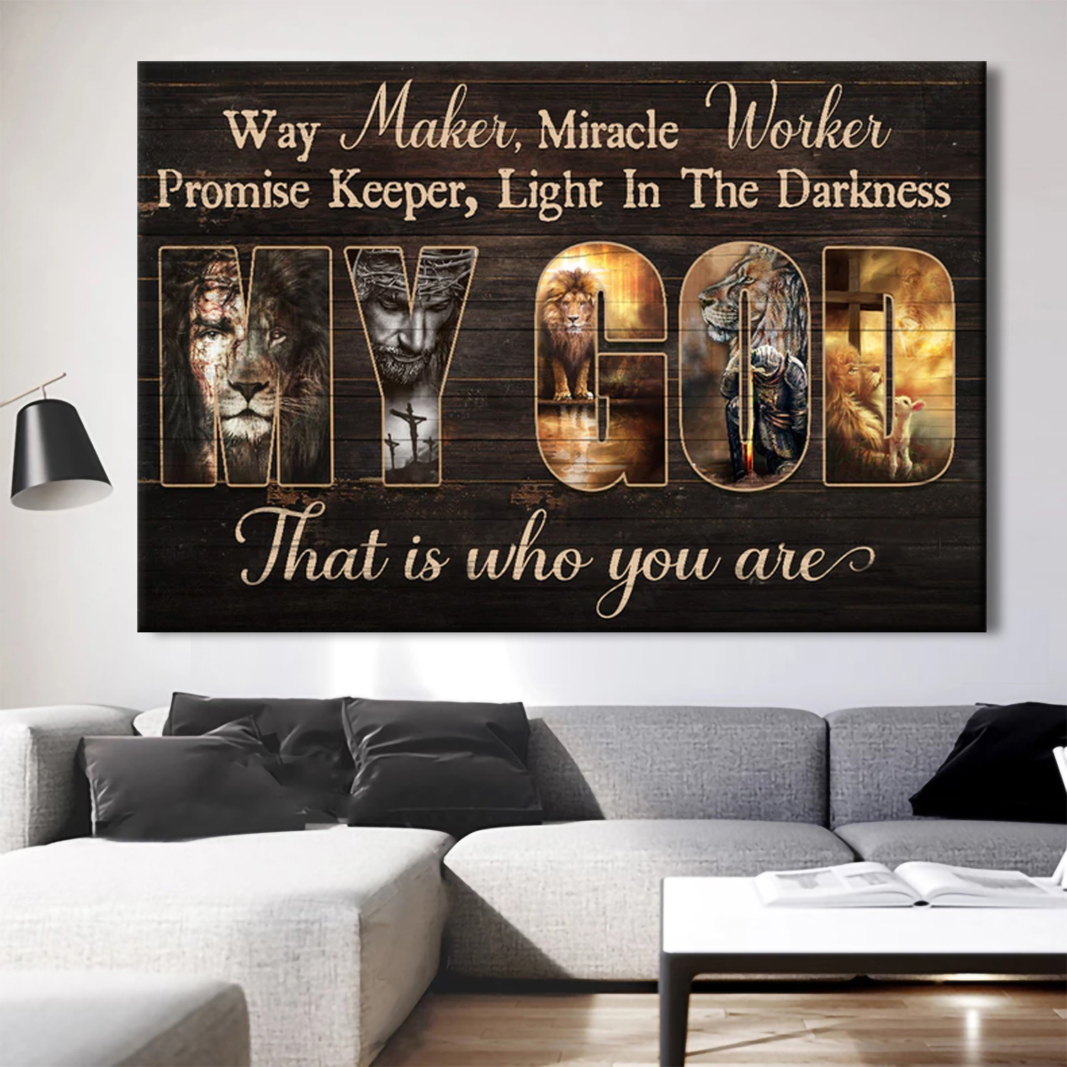 Jesus painting, Lion of Judah, Jesus is the light in the darkness - Jesus Landscape Canvas Prints, Wall Art