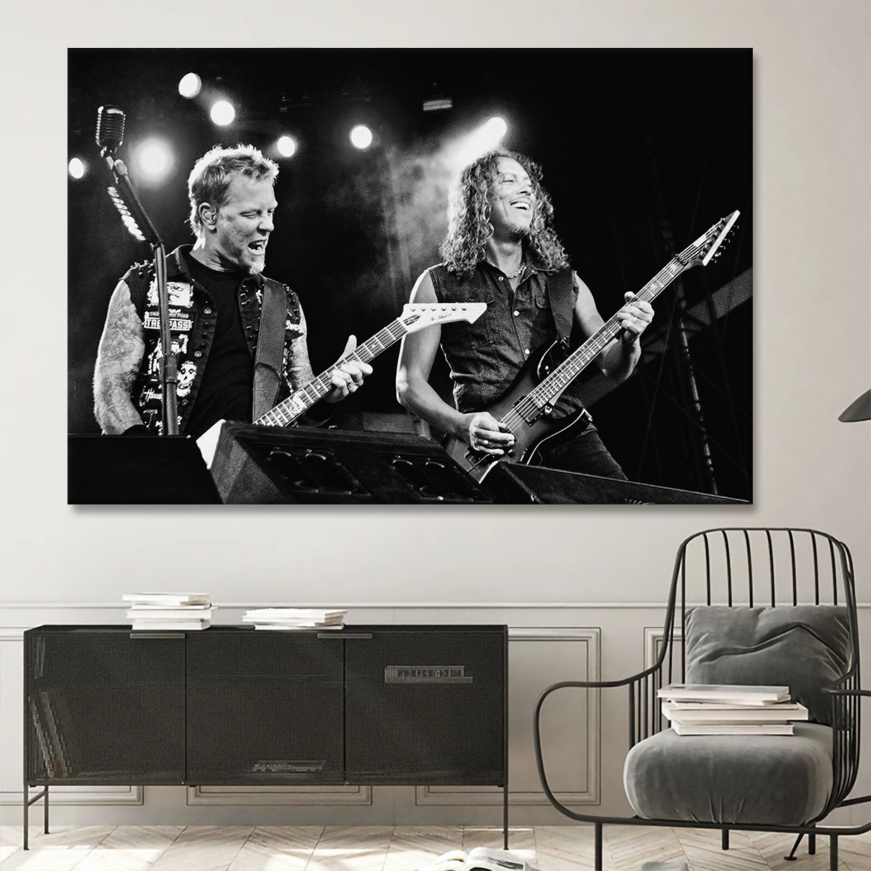 Metallica James Hetfield and Kirk Hammett Guitar Solo Canvas Wall Art