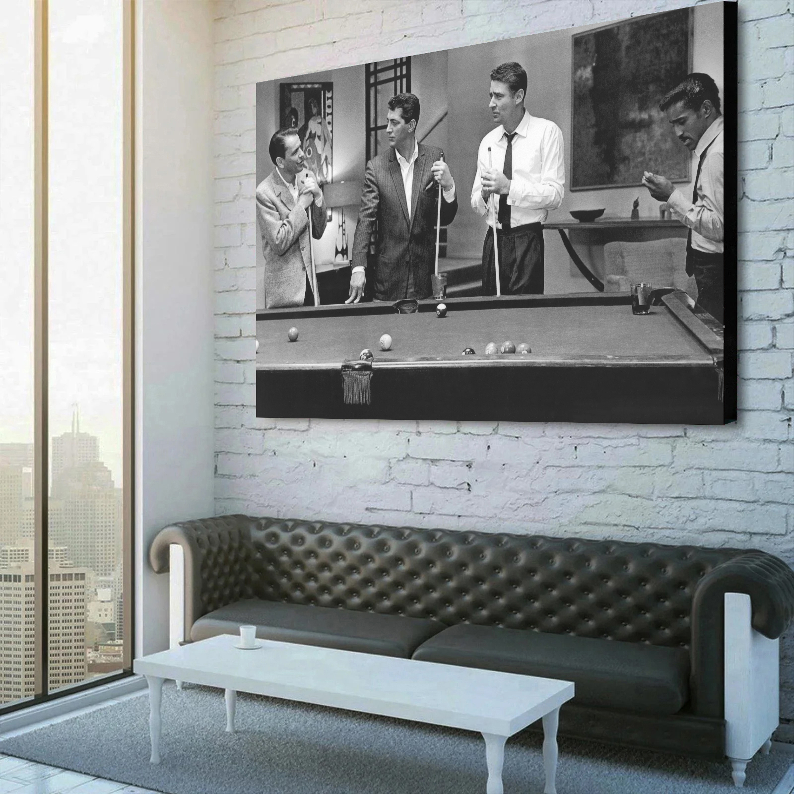 The Rat Pack Playing Pool Canvas Wall Art
