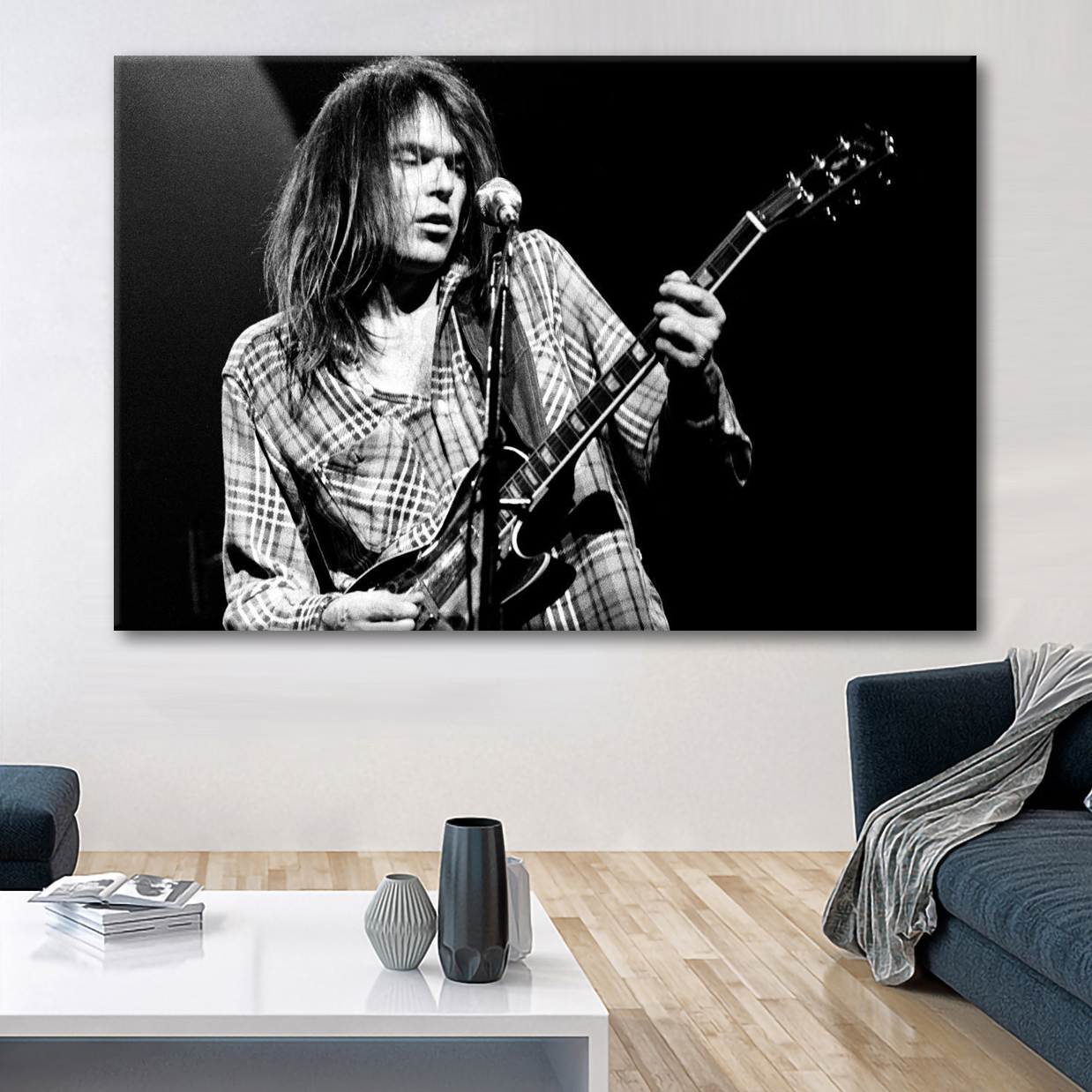 Neil Young performs on stage Canvas Wall Art