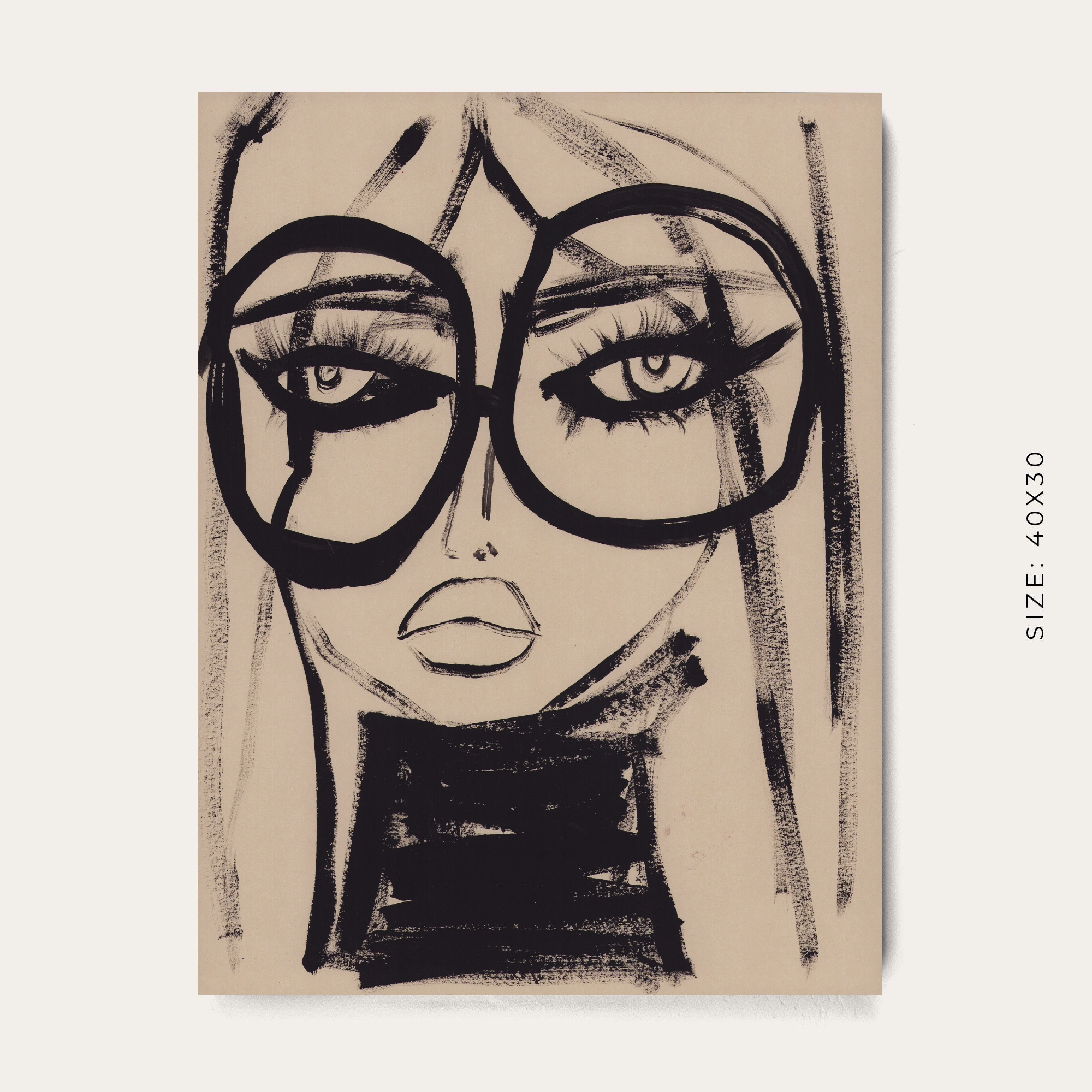 Girl with Glasses illustrations Canvas Wall Art