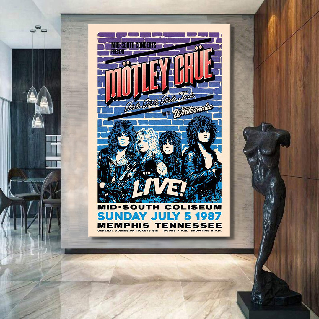 Mötley Crüe Girls Girls Girls Tour '87 Poster Canvas Wall Art