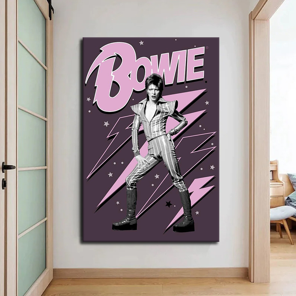 David Bowie Pink Lightning Bolts Ziggy Stardust Canvas Wall Art