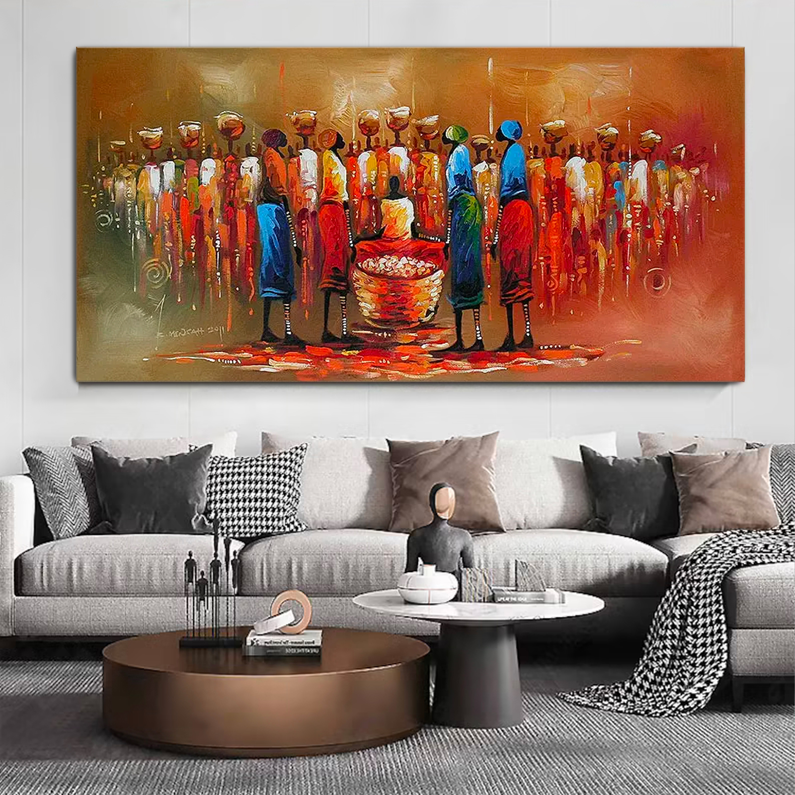 Africa Market Center Canvas Wall Art