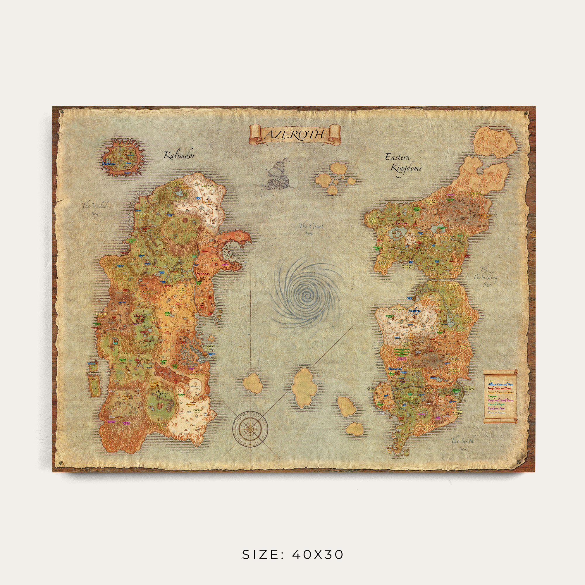 World Of Warcraft Azeroth Map Canvas Wall Art