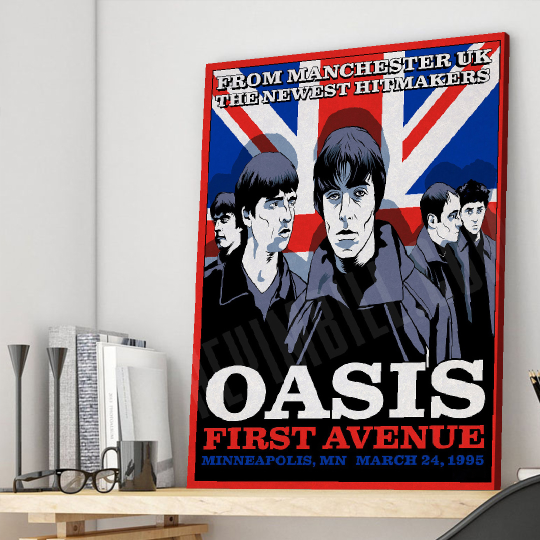 Oasis Definitely Maybe Tour 1995 Poster Canvas Wall Art