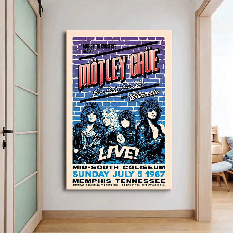 Mötley Crüe Girls Girls Girls Tour '87 Poster Canvas Wall Art